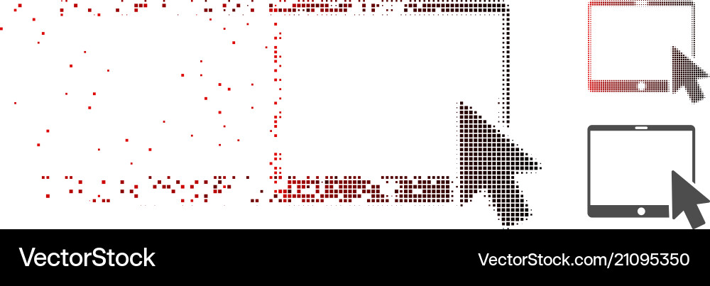 Dissolved pixel halftone tablet arrow pointer icon Dissolved pixel halftone tablet arrow pointer icon vector image