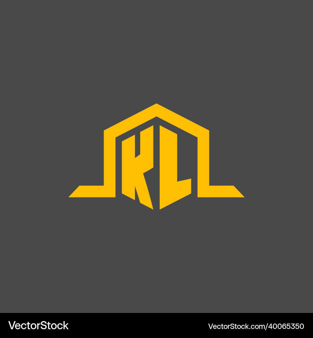 Kl monogram initial logo with hexagon style design Vector Image