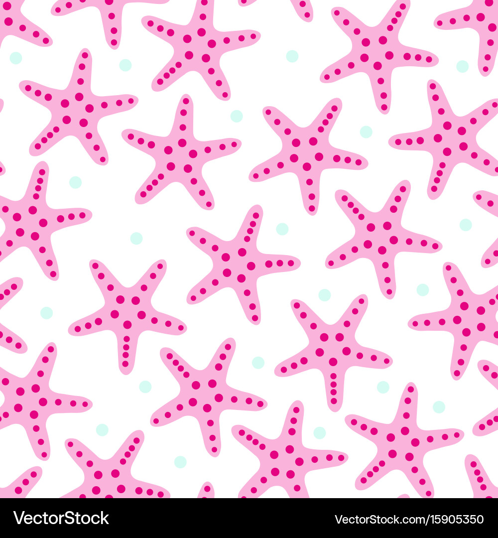 Pink starfish seamless pattern Royalty Free Vector Image
