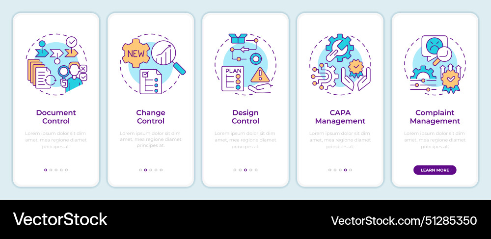 Qms processes onboarding mobile app screen Qms processes onboarding mobile app screen vector image