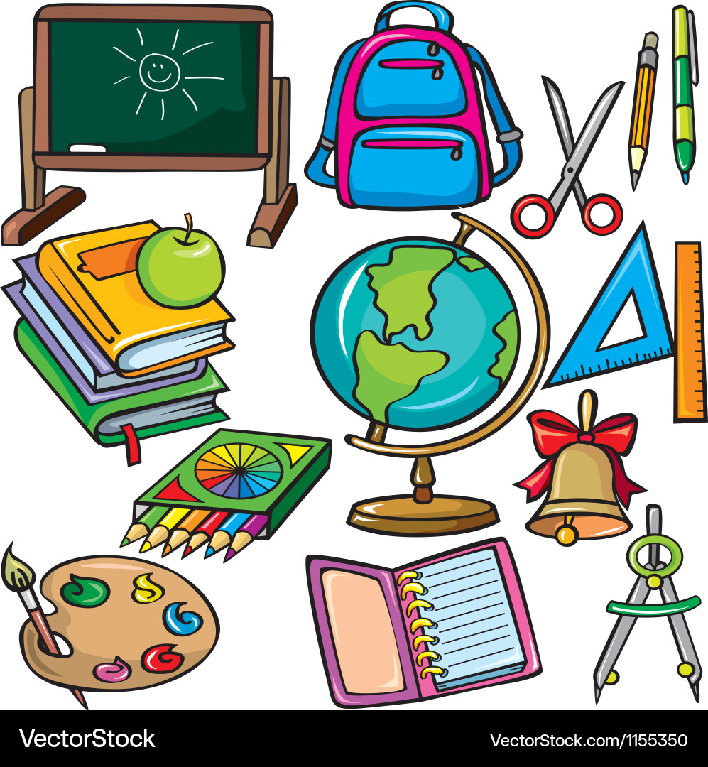 School accessories icons set vector image