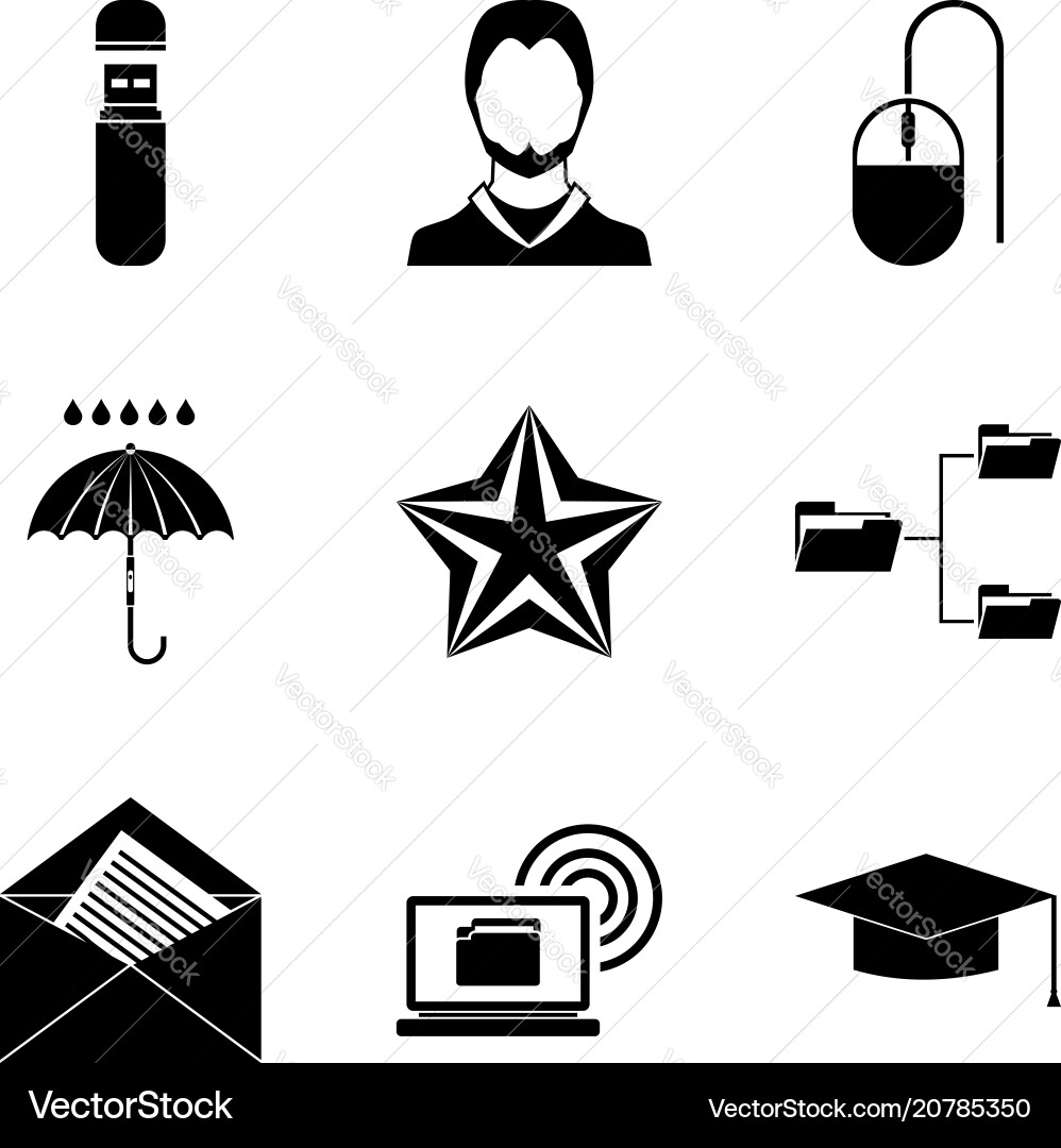 Scrivener icons set simple style Scrivener icons set simple style vector image