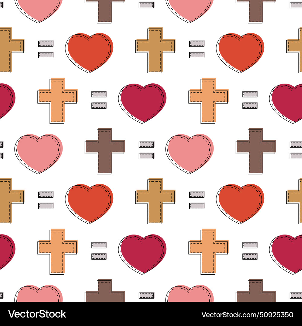 Seamless pattern with christian cross and heart Seamless pattern with christian cross and heart vector image