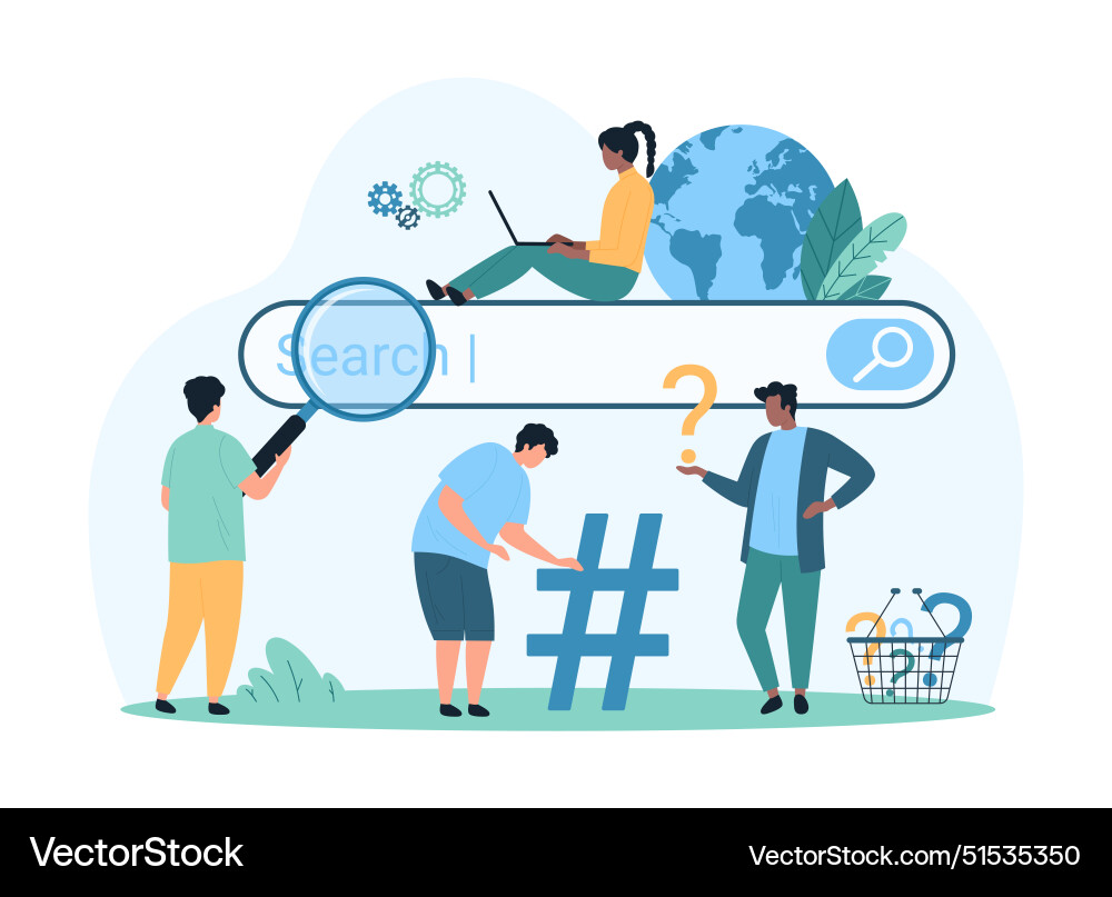 Searching for information on internet web search Searching for information on internet web search vector image