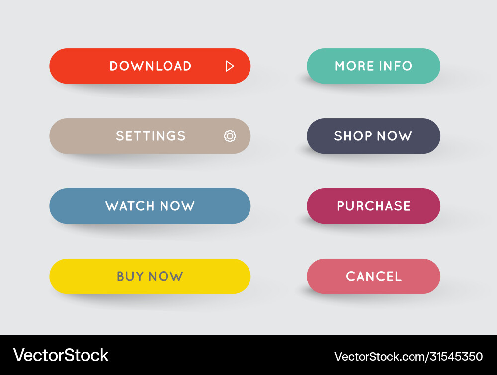 Set modern gradient app or game buttons trendy Set modern gradient app or game buttons trendy vector image