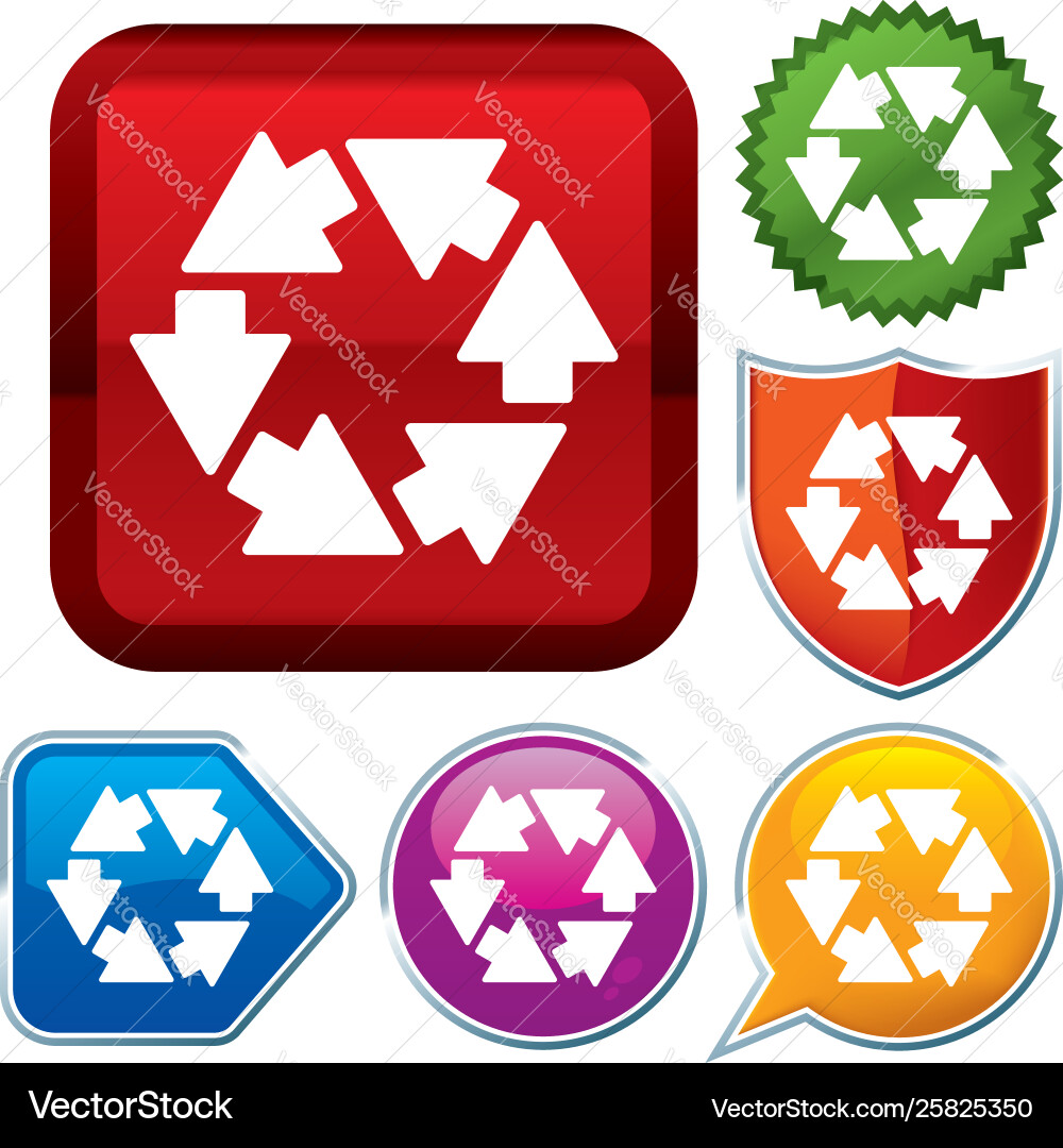 Set shiny icon series on buttons cycle vector image