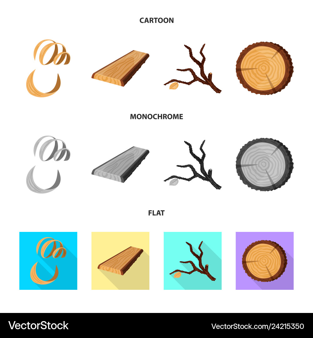 Tree and raw icon set vector image