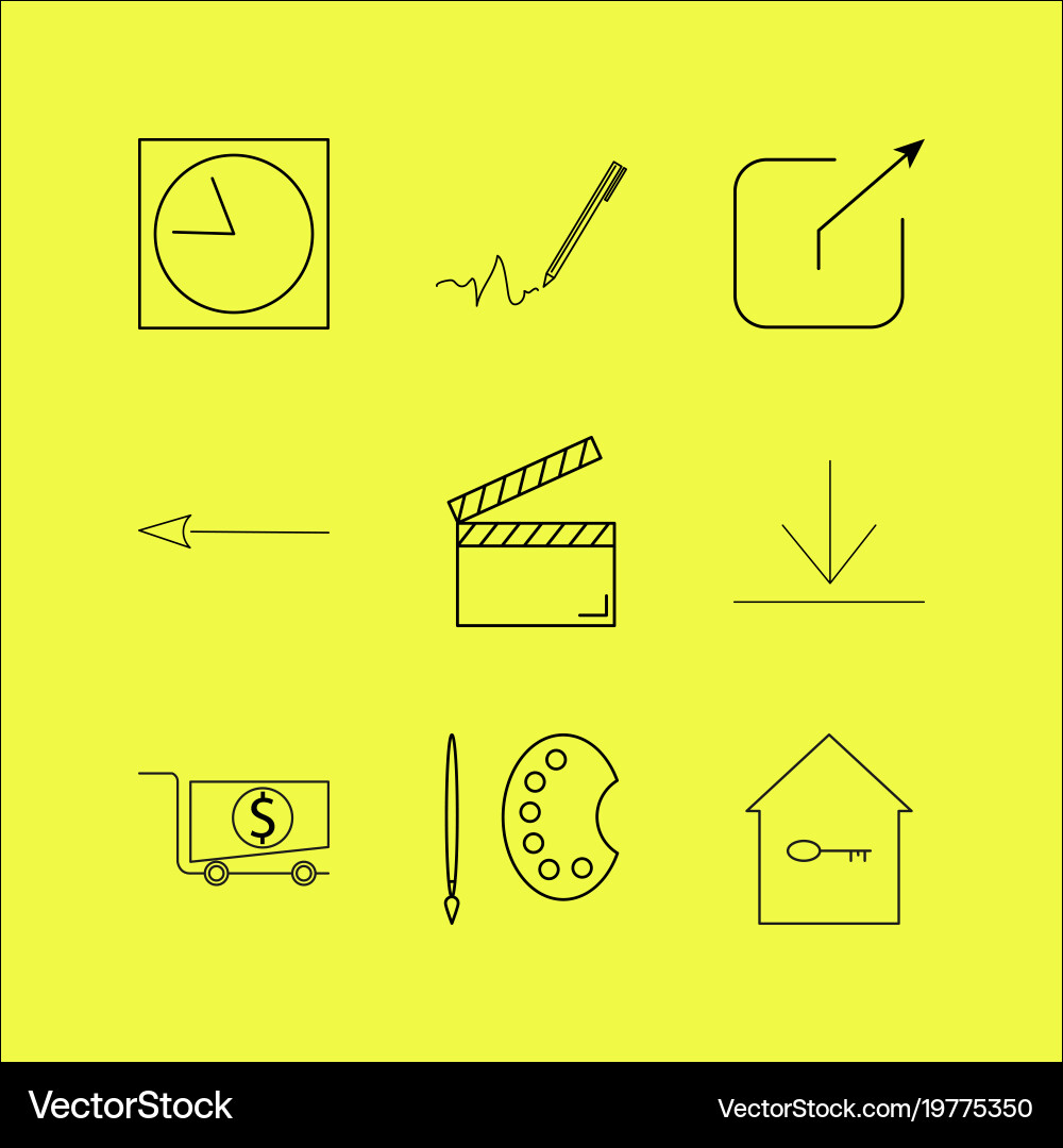 Web linear icon set simple outline icons Vector Image
