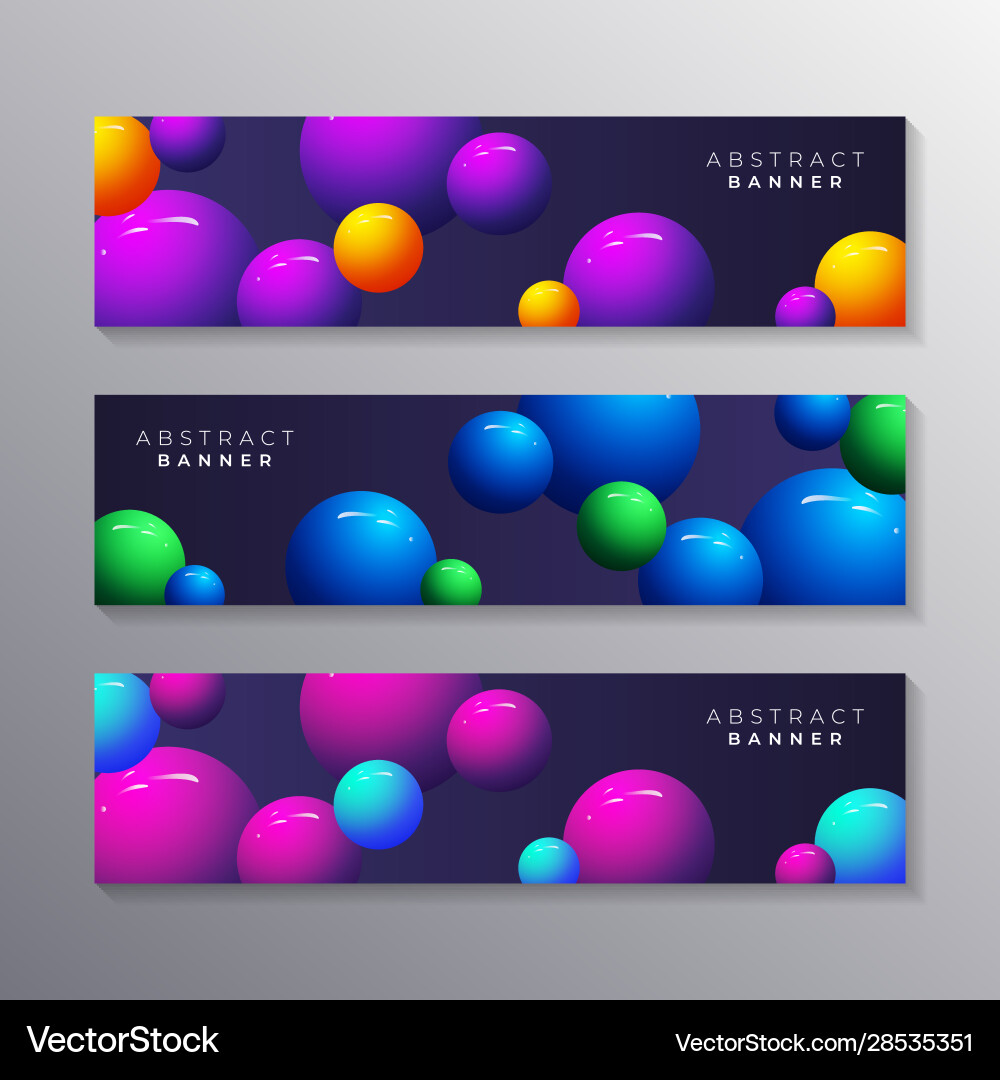 Abstract banner template set dynamic 3d sphere Abstract banner template set dynamic 3d sphere Vector Image