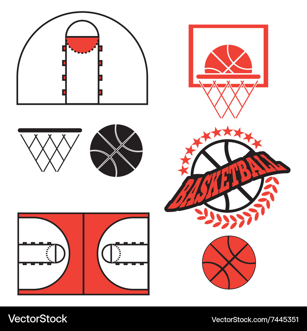 Basketball game objects icons Vector Image