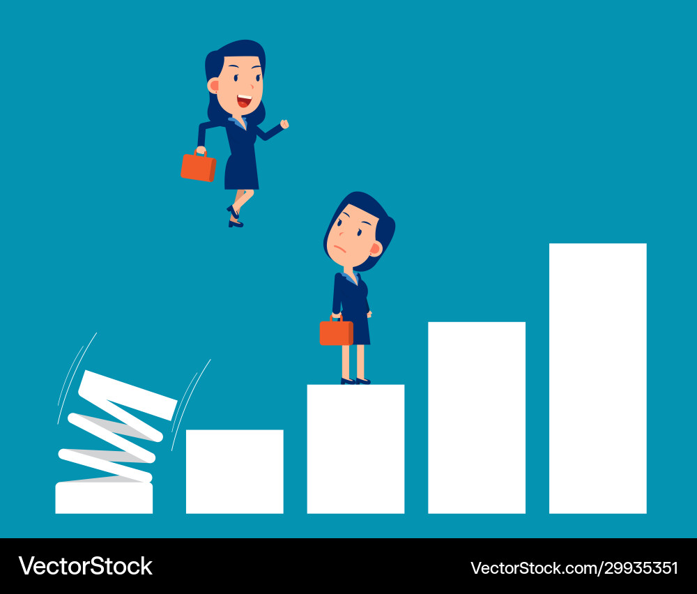 Business growth jumping on spring spiral concept Business growth jumping on spring spiral concept vector image