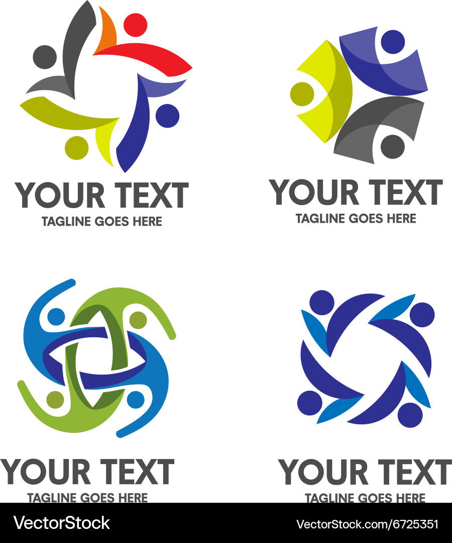 Community & People Logo Set Vector Image