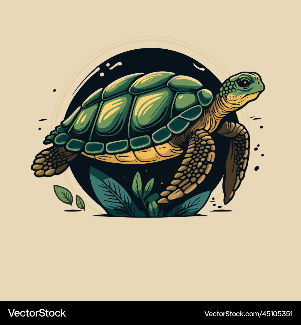 Cute Cartoon Turtle Mascot Vector Image
