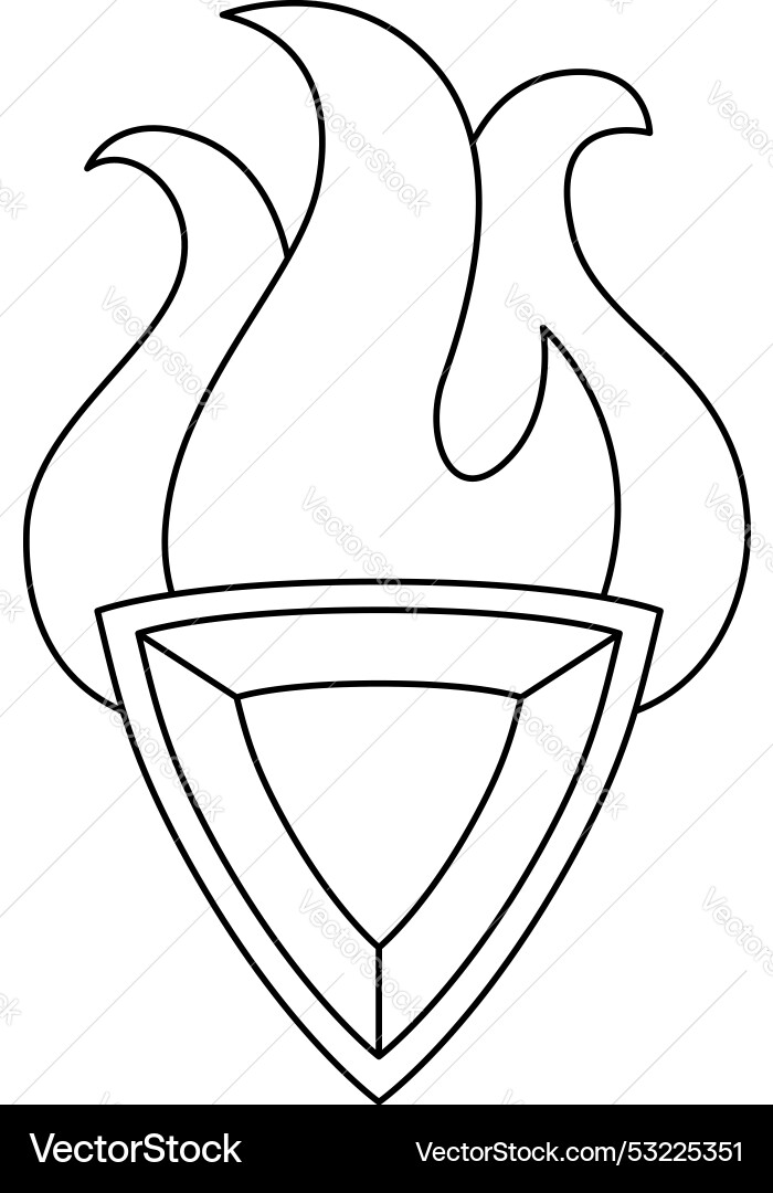 Flame and gem fire element - linear image Vector Image