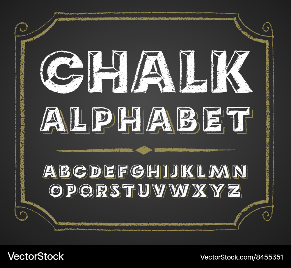 Hand drawn alphabet on chalkboard Vector Image