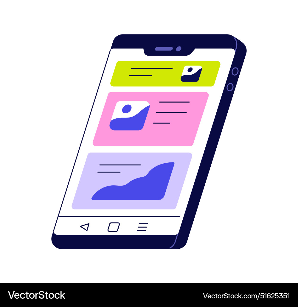 Mobile smart phone screen displaying content user Mobile smart phone screen displaying content user vector image