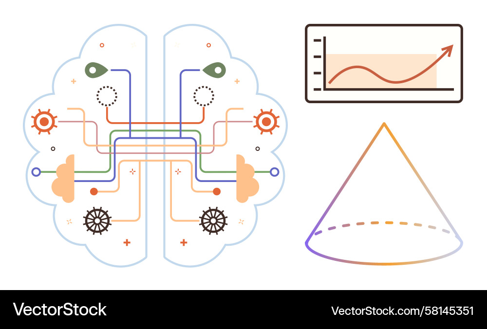 Neural Network Data Analytics Brain Vector Image