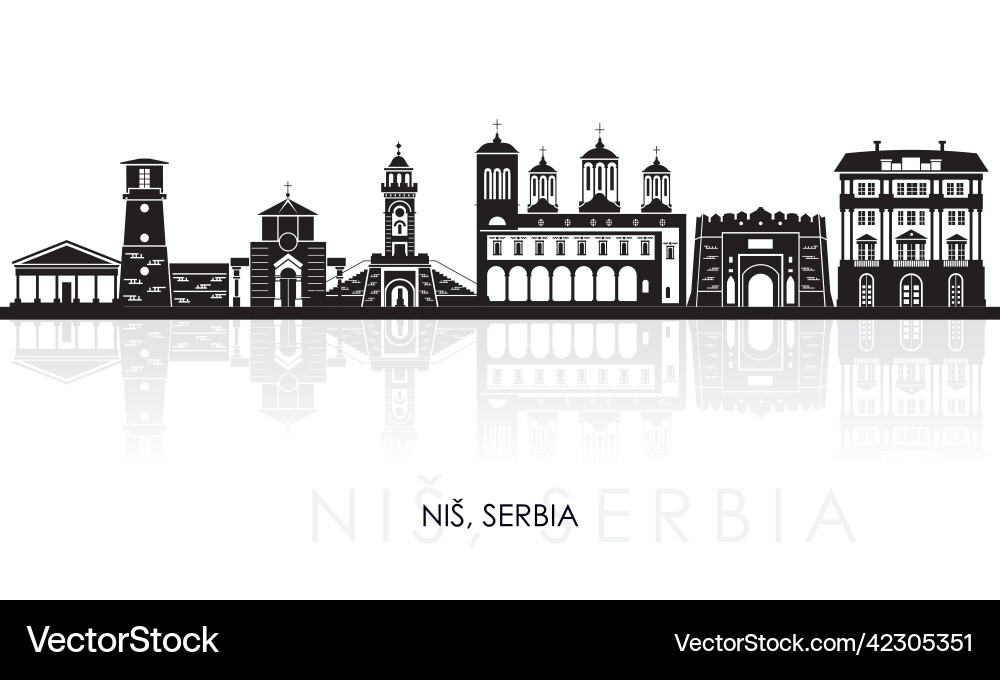 Nis Skyline Silhouette, Serbia Vector Image