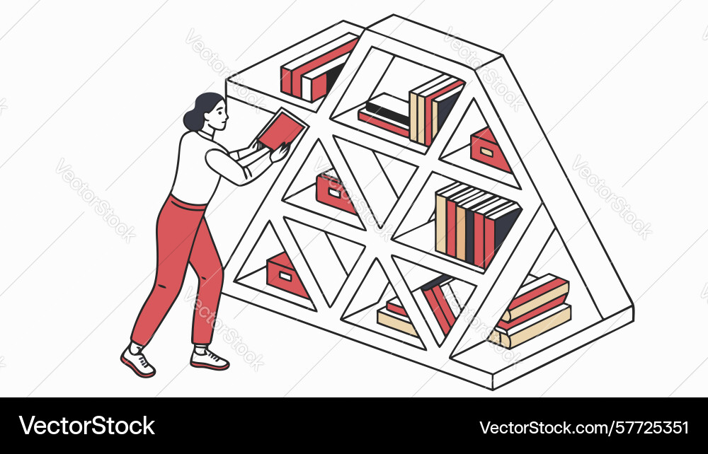 Person interacting with abstract triangular grid vector image