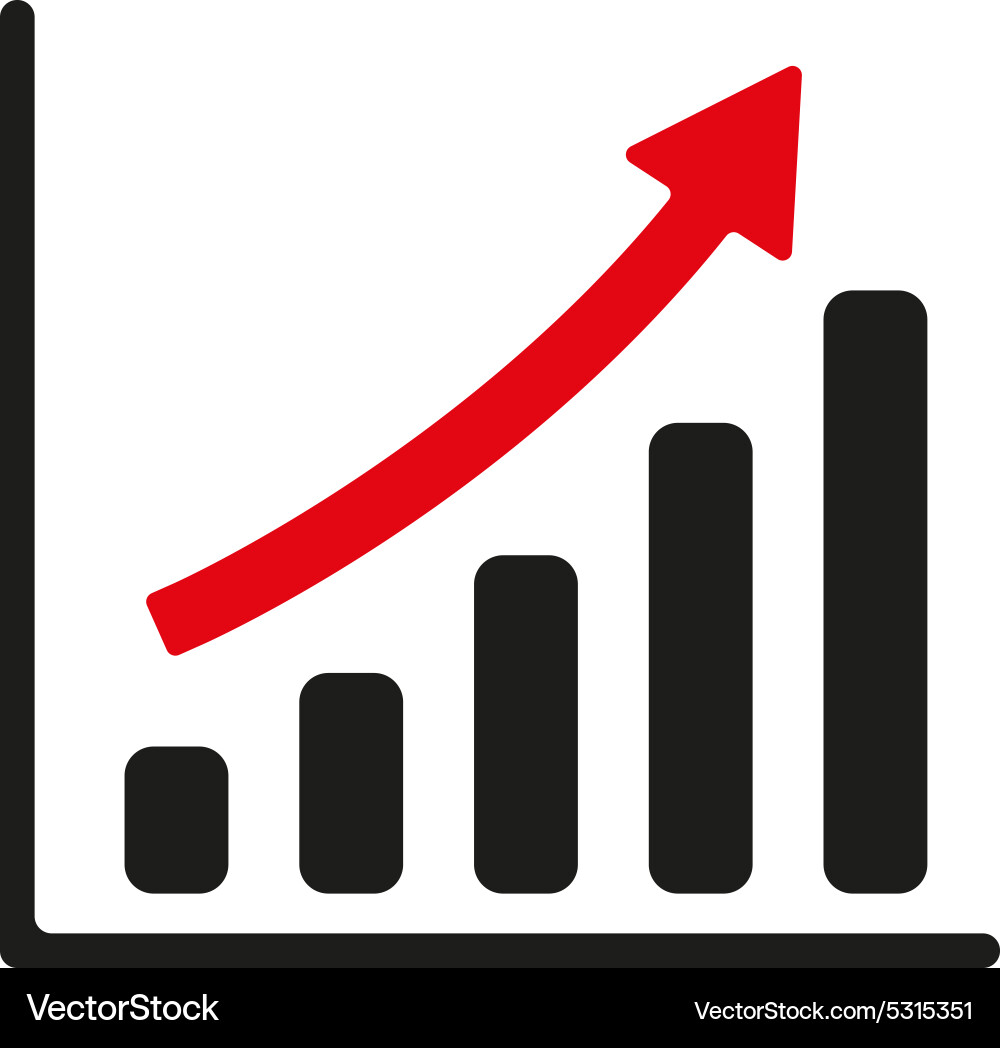 Progress Graph Icon - Growth Chart vector image