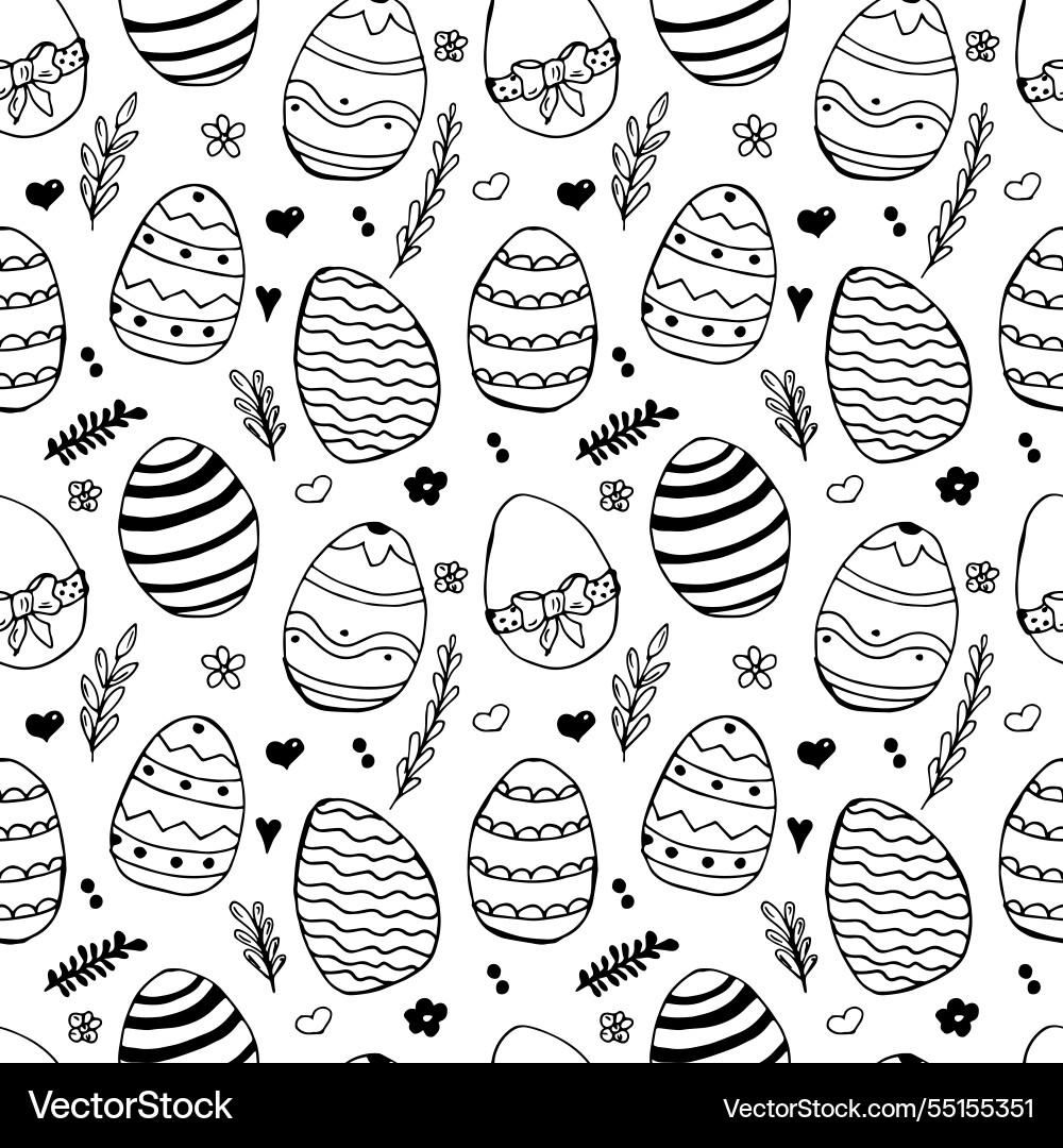 Seamless pattern with doodle easter eggs Vector Image