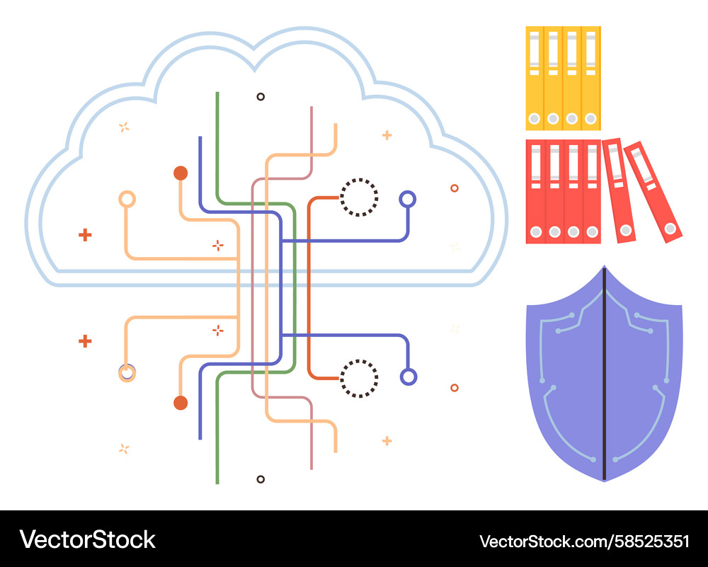 Secure Cloud Data Storage & Management Vector Image