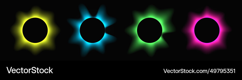 Set of circle illuminate light frames with color Set of circle illuminate light frames with color Vector Image