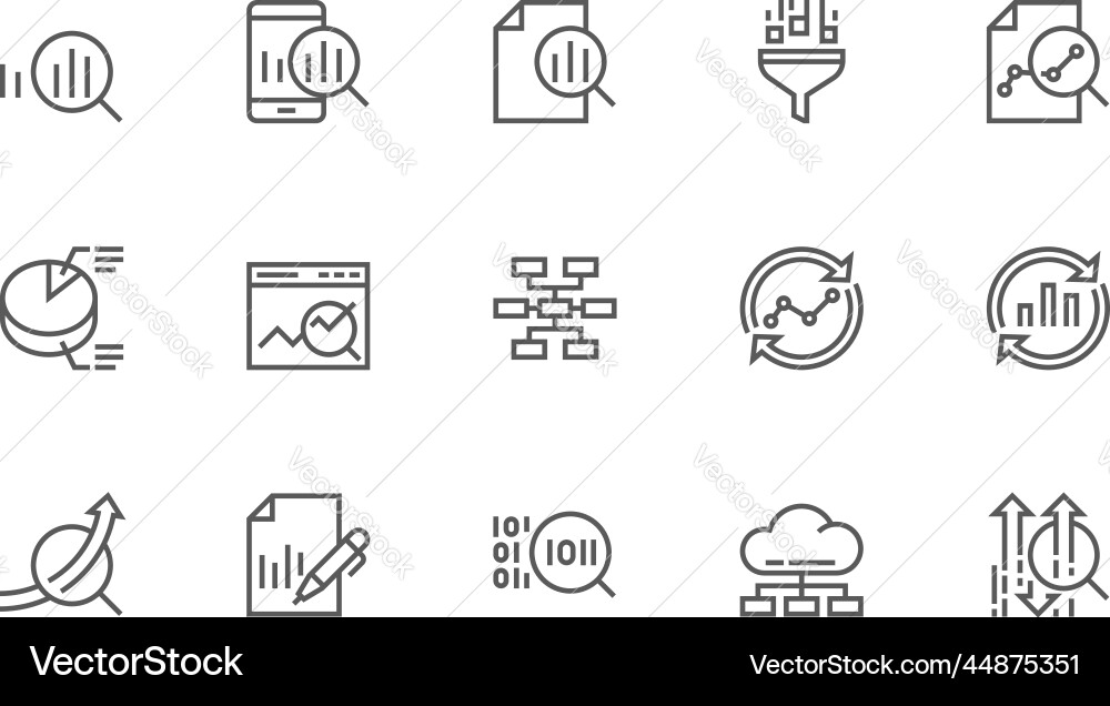 Set of data analysis line icons Set of data analysis line icons vector image