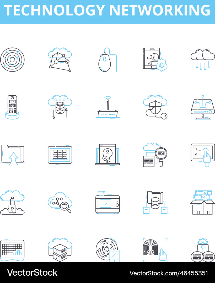Technology networking line icons set Vector Image