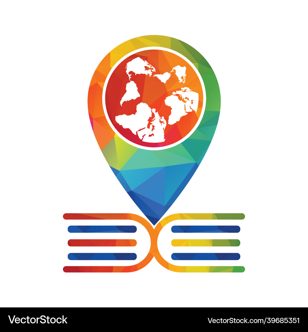 World map pointer with book icon World map pointer with book icon Vector Image