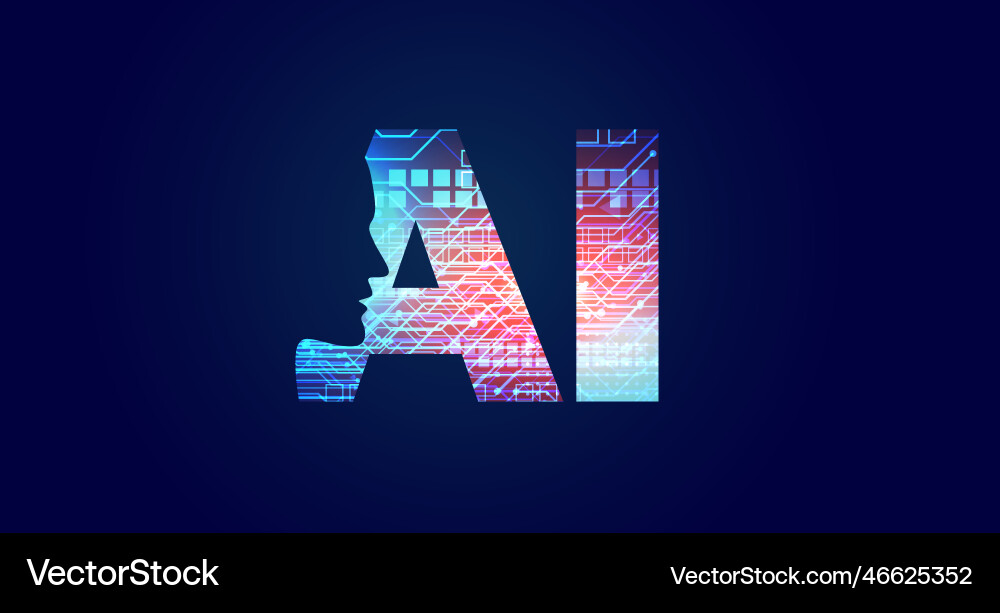 Artificial intelligence concept design with face Artificial intelligence concept design with face vector image