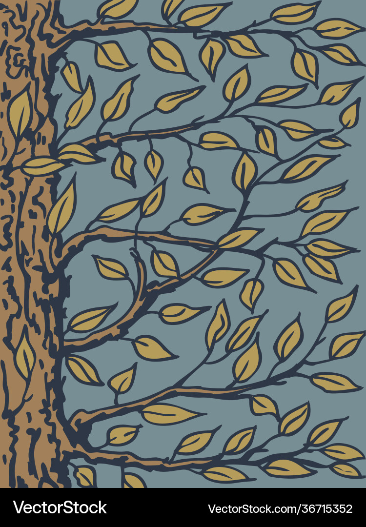 Background with a tree the trunk branches Background with a tree the trunk branches Vector Image
