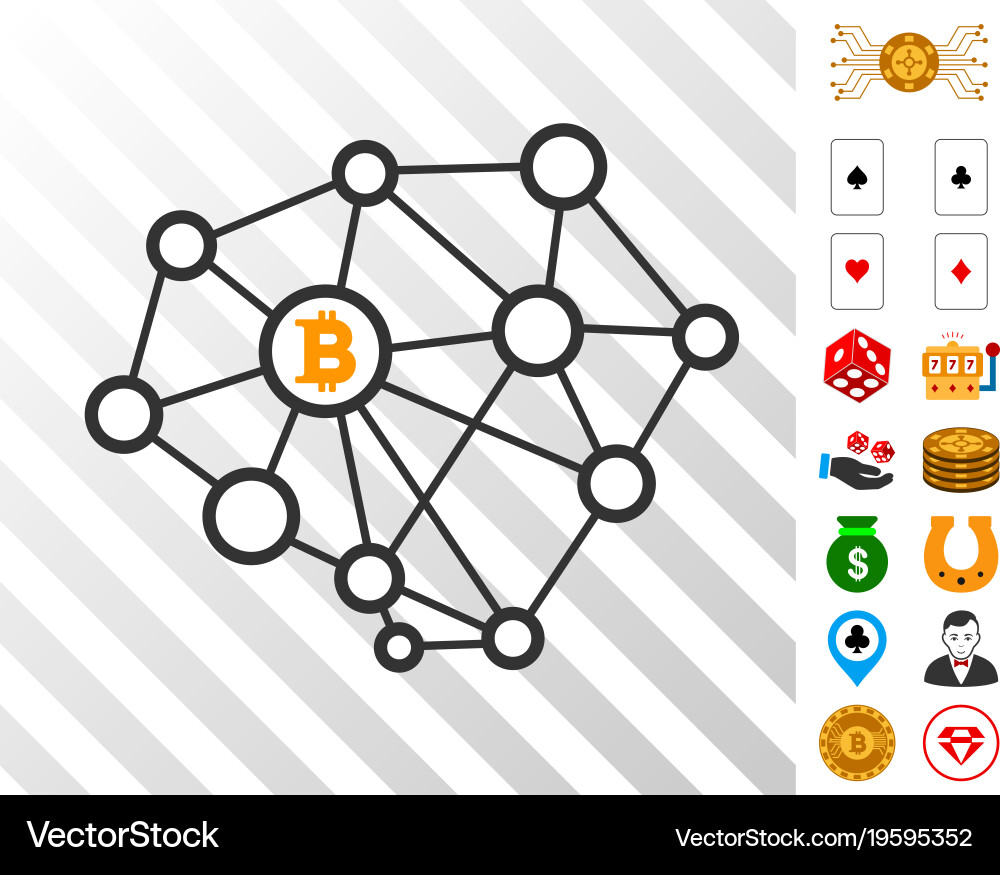 Bitcoin network nodes icon with bonus vector image