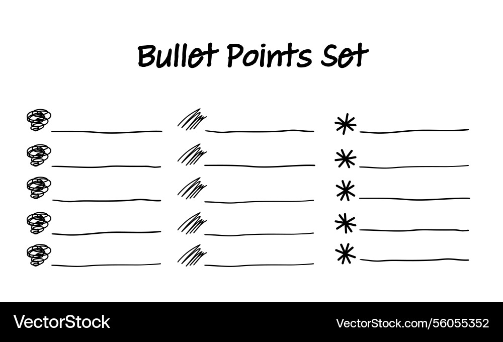 Bullet points set of simple design in three icon Vector Image