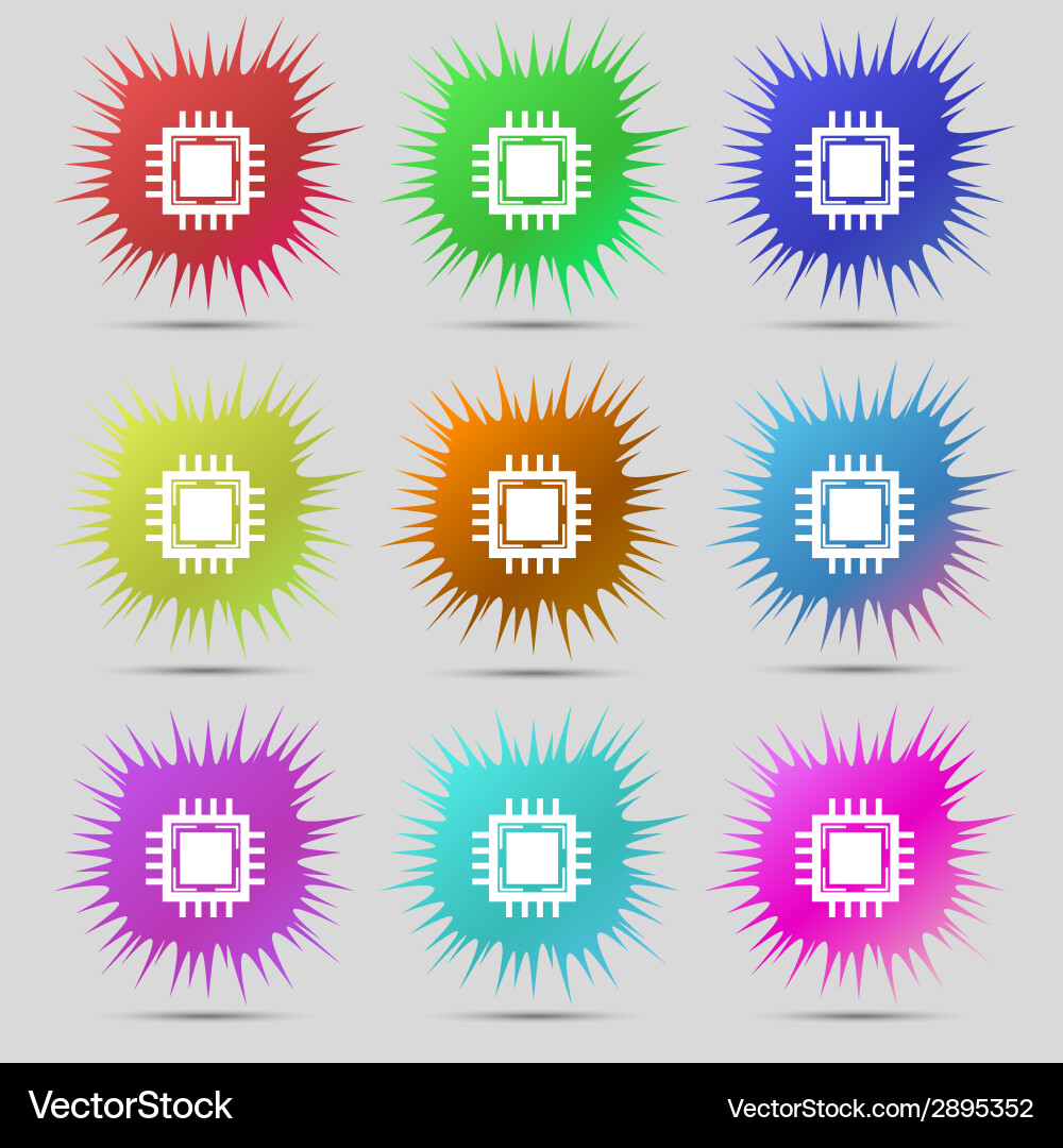 Central processing unit icon technology scheme vector image