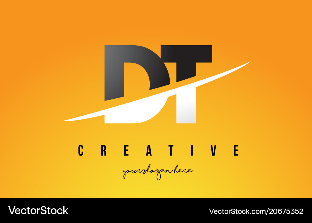 Dt d t letter modern logo design with yellow Vector Image