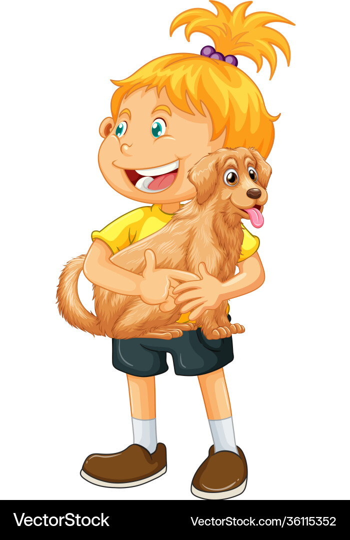 Ein Mädchen mit niedlichen Hund Cartoon Charakter Ein Mädchen mit niedlichen Hund Cartoon Charakter vektorbild