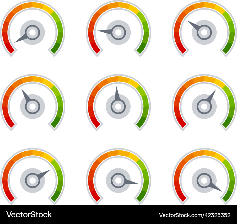 Flat rating meter speedometer colorful quality Vector Image
