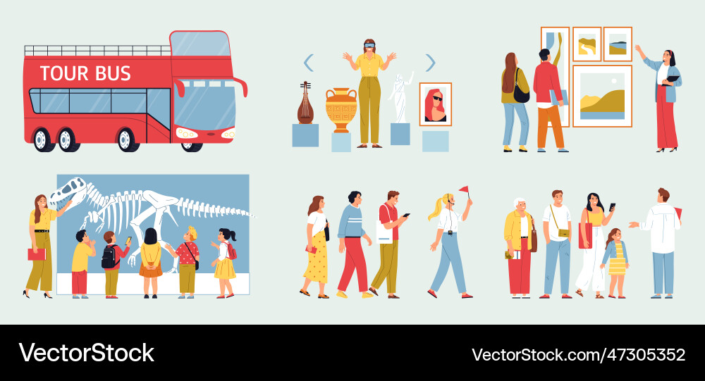 Guide and excursion color set Guide and excursion color set vector image