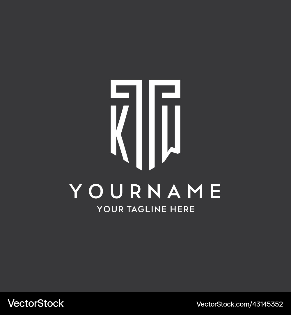 Kw monogram initial name with shield shape icon Vector Image