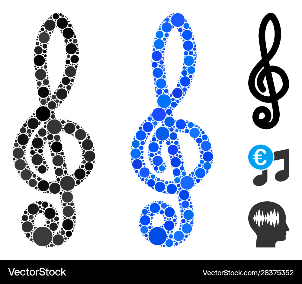 Musical notation mosaic icon spheric items Vector Image