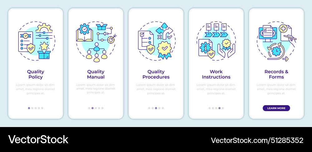 Qms document structure onboarding mobile app Qms document structure onboarding mobile app vector image