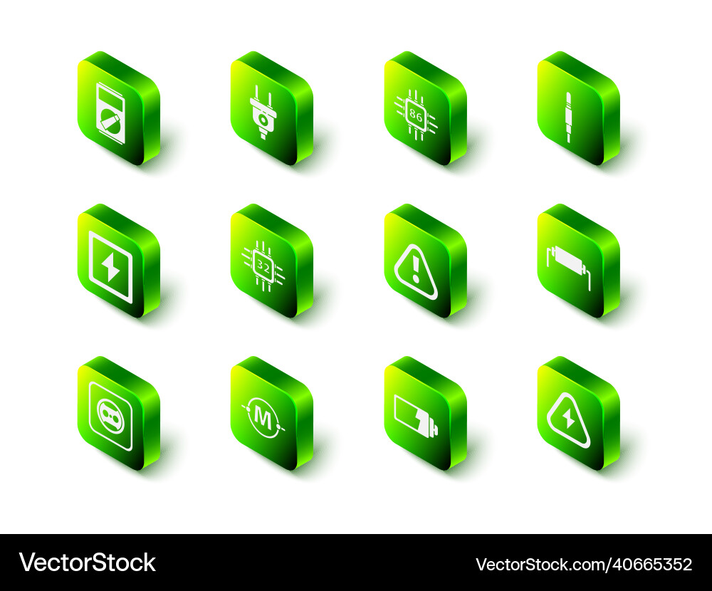 Set electric plug processor with microcircuits Set electric plug processor with microcircuits Vector Image