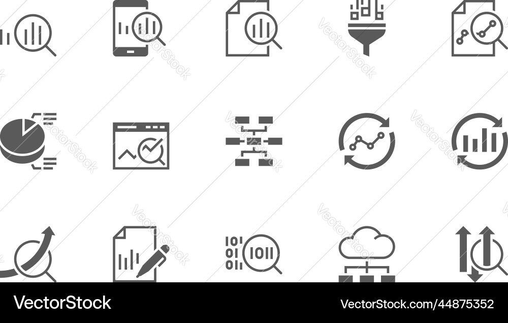 Set of data analysis icons Set of data analysis icons vector image
