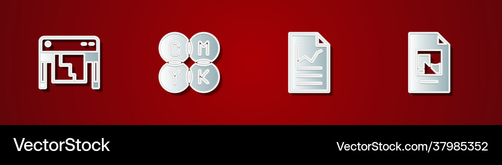 Set plotter cmyk color mixing document Vector Image