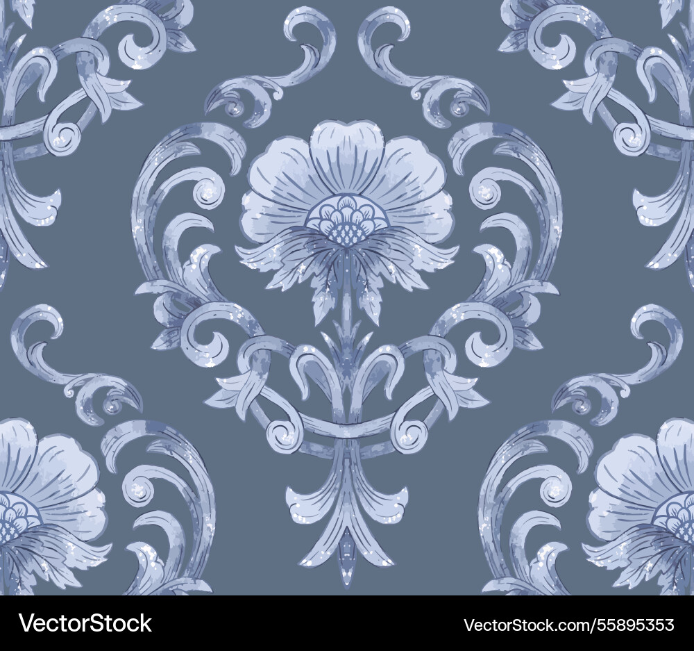Damask seamless watercolor pattern element Damask seamless watercolor pattern element vector image