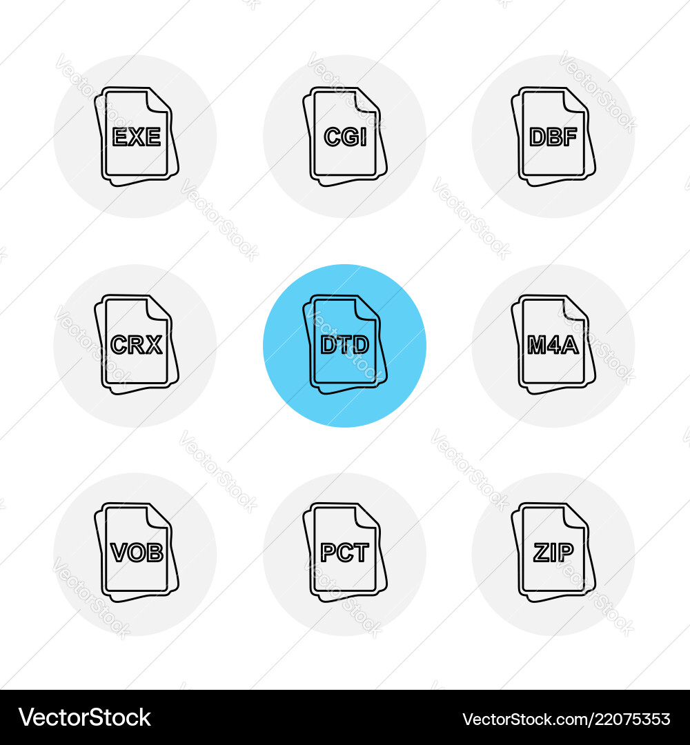 File type files documents eps icons set Vector Image