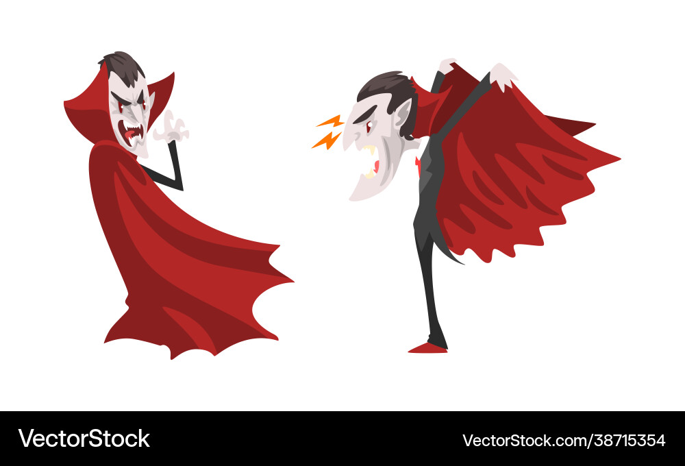 Angry vampire set scary count dracula character Vector Image