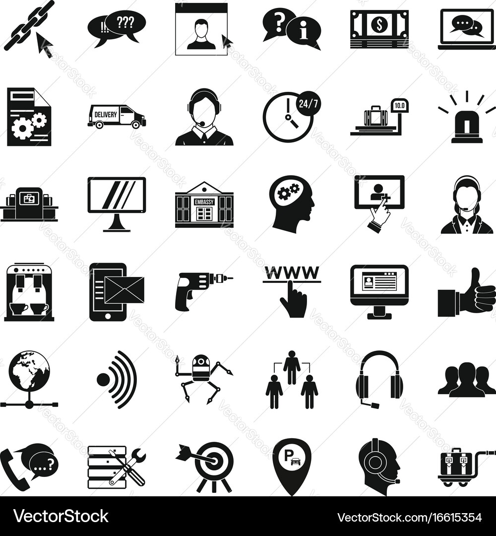 Call service icons set simple style vector image