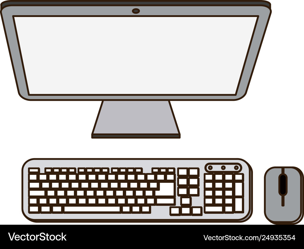 Computer with keyboard and mouse Computer with keyboard and mouse Vector Image